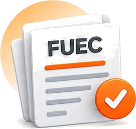 Documentos FUEC con un sello de verificación naranja