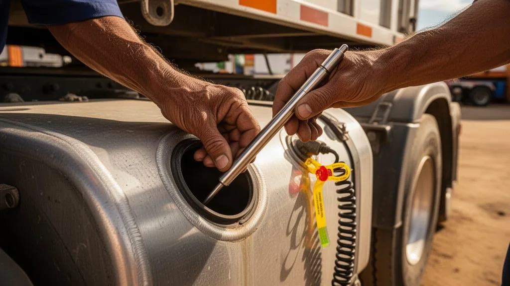 Instalacion de sonda de combustible en el tanque de un camion